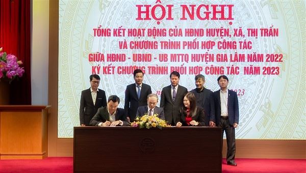 Tổng kết chương trình phối hợp công tác giữa Thường trực HĐND- UBND- Ủy ban MTTQ Việt Nam huyện Gia Lâm năm 2022