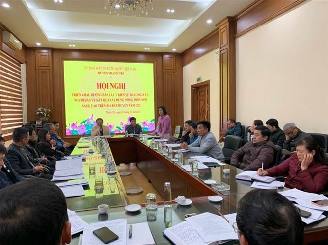 Ủy ban MTTQ Việt Nam huyện Thanh Trì tổ chức triển khai, hướng dẫn lấy ý kiến hài lòng của người dân về kết quả xây dựng nông thôn mới nâng cao trên địa bàn Huyện.