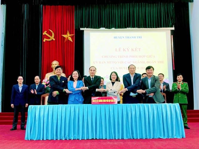 Huyện Thanh Trì tổ chức Lễ ký kết chương trình phối hợp công tác giữa HĐND-UBND-Ủy ban MTTQ Việt Nam huyện năm 2023