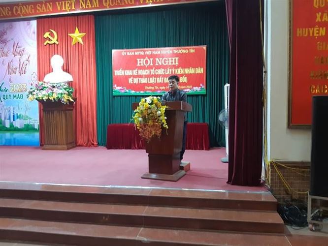 Ủy ban MTTQ Việt Nam huyện Thường Tín triển khai kế hoạch tổ chức lấy ý kiến Nhân dân về Dự thảo Luật Đất đai (sửa đổi)