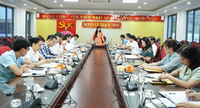 Đoàn kiểm tra Ủy ban MTTQ Việt Nam TP Hà Nội làm việc với huyện Thạch Thất về công tác chuẩn bị Đại hội Uỷ ban MTTQ Việt Nam huyện