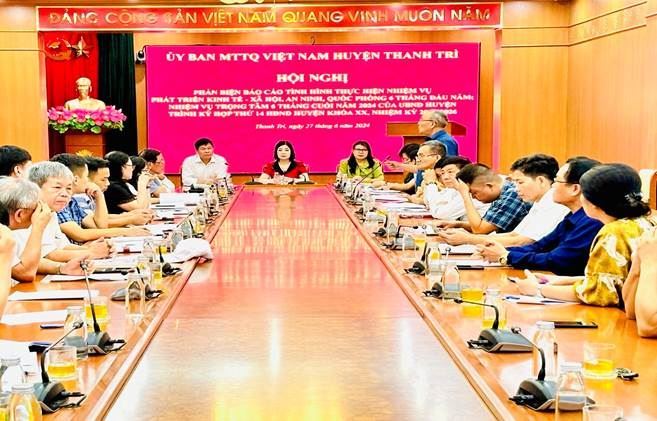 Uỷ ban MTTQ Việt Nam huyện Thanh Trì phản biện báo cáo của UBND huyện trình kỳ họp thứ 15 HĐND huyện khóa XX (nhiệm kỳ 2021-2026)