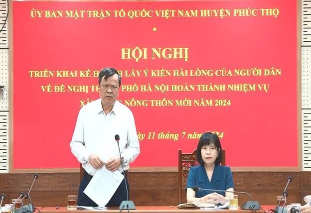 Phúc Thọ tổ chức hội nghị triển khai kế hoạch lấy ý kiến hài lòng của người dân về đề nghị thành phố Hà Nội hoàn thành nhiệm vụ xây dựng Nông thôn mới năm 2024