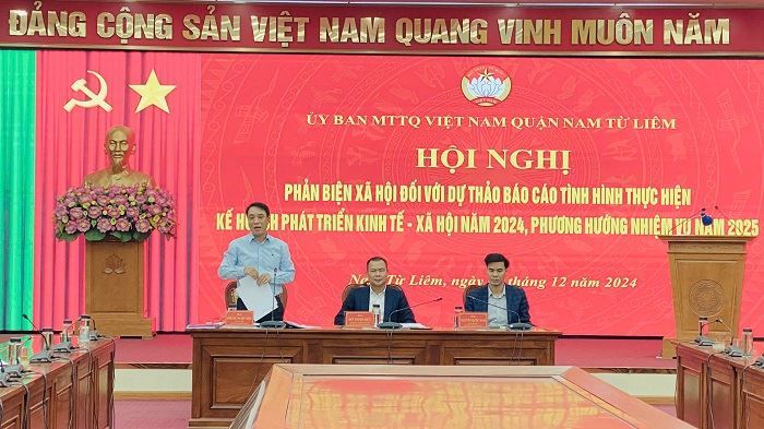 Hội nghị phản biện xã hội đối với dự thảo báo cáo tình hình thực hiện kế hoạch phát triển kinh tế - xã hội năm 2024 và phương hướng nhiệm vụ năm 2025 của UBND quận Nam Từ Liêm