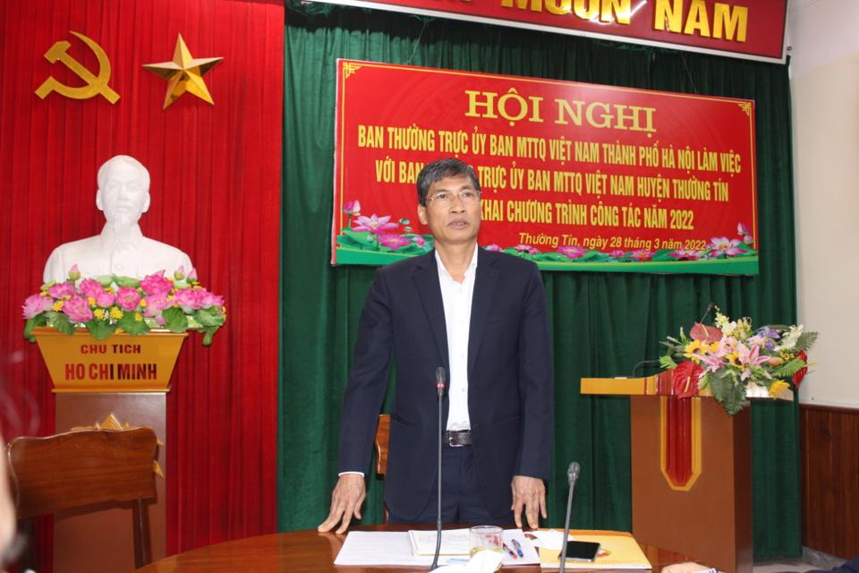 Ph&oacute; Chủ tịch Thường trực Ủy ban MTTQ TP H&agrave; Nội Nguyễn Anh Tuấn ph&aacute;t biểu kết luận buổi l&agrave;m việc
