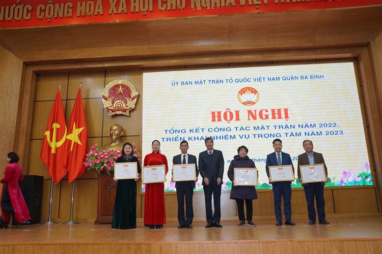Ủy ban MTTQ Việt Nam quận Ba Đình tổ chức Hội nghị tổng kết công tác Mặt trận năm 2022, triển khai một số nhiệm vụ trọng tâm năm 2023.