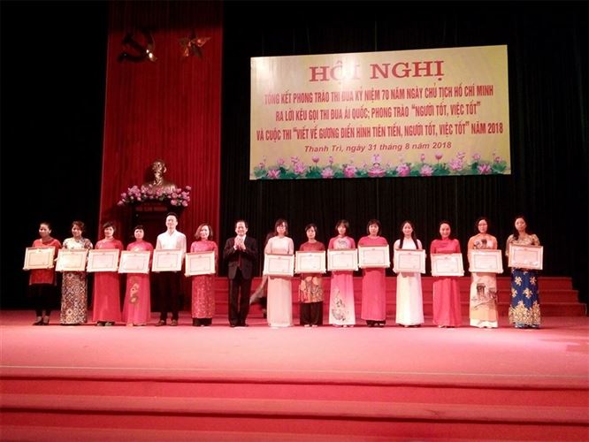 Huyện Thanh Trì tổng kết phong trào thi đua kỷ niệm 70 năm ngày Bác Hồ ra lời kêu gọi thi đua ái quốc và phong trào “Người tốt - việc tốt” năm 2018