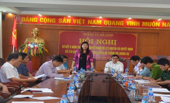 Mê Linh phối hợp tổ chức Hội nghị sơ kết 5 năm thực hiện Quyết định số 217, 218 ngày 12/12/2013 của Bộ Chính trị (khóa XI)
