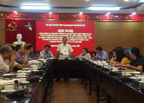 Ủy ban MTTQ Việt Nam quận Thanh Xuân phản biện xã hội về Đề án “Tăng cường quản lý Nhà nước về an toàn thực phẩm trong lĩnh vực dịch vụ ăn uống trên địa bàn quận Thanh Xuân giai đoạn 2017-2020”