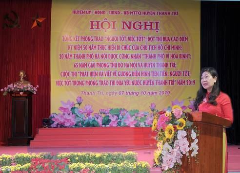 Hội nghị tổng kết phong trào “Người tốt, việc tốt” và Đợt thi đua cao điểm  kỷ niệm 50 năm thực hiện di chúc của Chủ tịch Hồ Chí Minh tại huyện Thanh Trì