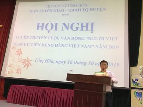Huyện Ứng Hòa tổ chức hội nghị tuyên truyền về Cuộc vận động “Người Việt Nam ưu tiên dùng hàng Việt Nam”.