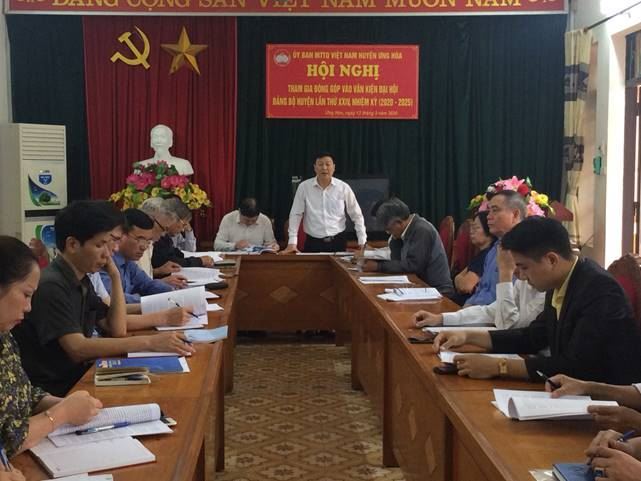 Ủy ban MTTQ Việt Nam huyện Ứng Hòa đóng góp ý kiến vào Dự thảo Báo cáo chính trị của Ban chấp hành Đảng bộ huyện khoá XXIII  nhiệm kỳ 2015-2020