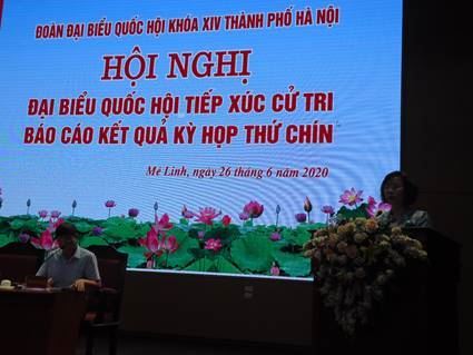 Đoàn đại biểu Quốc hội TP tiếp xúc cử tri sau kỳ họp thứ 9 Quốc hội khóa XIV tại huyện Mê Linh.