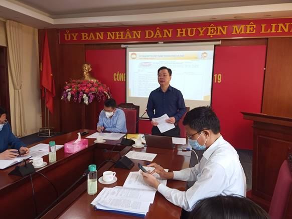 Hội nghị triển khai lấy ý kiến về sự hài lòng của người dân đối với kết quả xây dựng nông thôn mới huyện Mê Linh năm 2021.