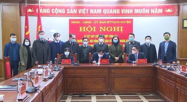 Ký kết Quy chế phối hợp công tác giữa Thường trực HĐND với UBND, Ủy ban MTTQ Việt Nam huyện Phúc Thọ, nhiệm kỳ 2021-2026