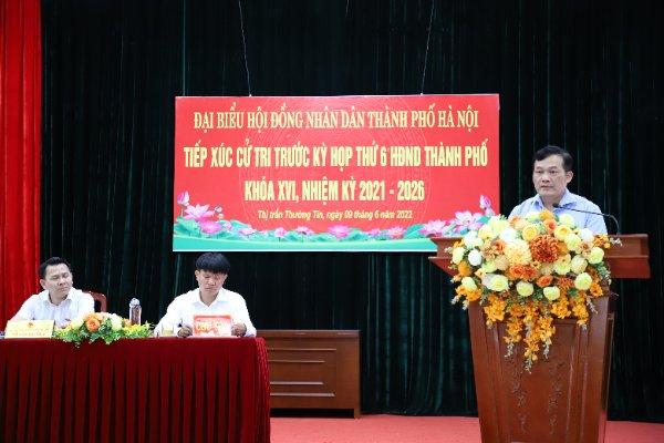 Hội nghị tiếp xúc cử tri trước kỳ họp thứ 6 HĐND Thành phố Hà Nội khóa XVI, nhiệm kỳ 2021-2026 tại huyện Thường Tín