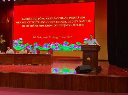 Đại biểu HĐND Thành phố Hà Nội tiếp xúc cử tri huyện Mê Linh trước kỳ họp thường lệ giữa năm 2022 HĐND Thành phố khóa XVI.