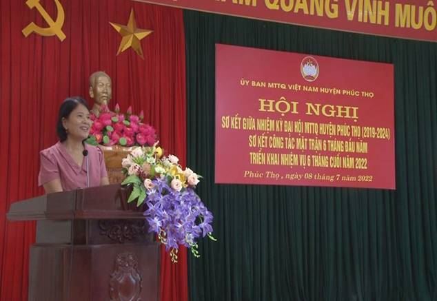 Hội nghị sơ kết giữa nhiệm kỳ thực hiện Nghị quyết Đại hội Đại biểu MTTQ Việt Nam huyện Phúc Thọ, nhiệm kỳ 2019-2024, sơ kết công tác Mặt trận 6 tháng đầu năm 2022