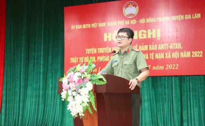 Ủy ban MTTQ Việt Nam huyện Gia Lâm tuyên truyền pháp luật về đảm bảo an ninh trật tư, an toàn xã hội, trật tự đô thị, phòng chống tệ nạn xã hội năm 2022