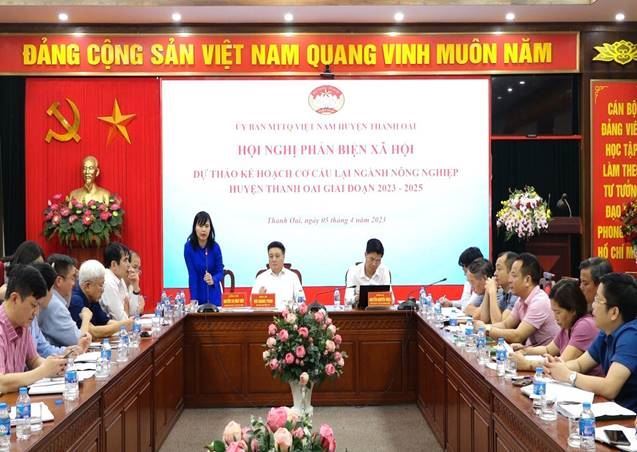 Thanh Oai tổ chức Hội nghị phản biện xã hội vào dự thảo Kế hoạch Cơ cấu lại ngành nông nghiệp huyện Thanh Oai giai đoạn năm 2023- 2025