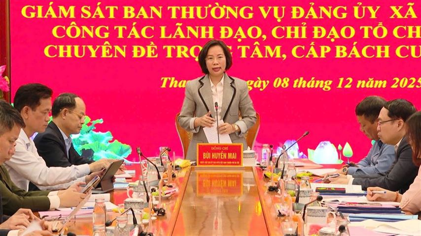 Đoàn giám sát số 9 của Ban Thường vụ Thành ủy Hà Nội làm việc với xã Thanh Trì