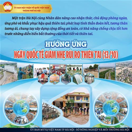 MẶT TRẬN HÀ NỘI HƯỞNG ỨNG NGÀY QUỐC TẾ GIẢM NHẸ RỦI RO THIÊN TAI NĂM 2026: Chung tay xây dựng cộng đồng an toàn, chủ động ứng phó với thiên tai