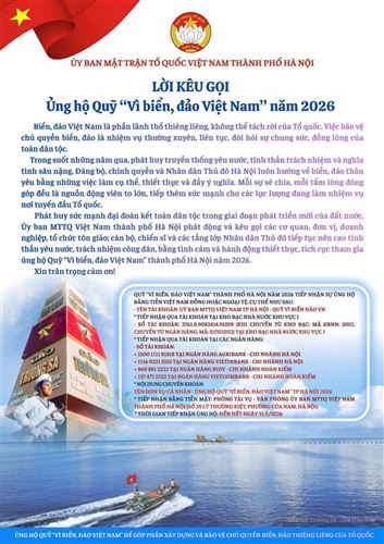 MTTQ TP. Hà Nội: Kêu gọi ủng hộ Quỹ “Vì biển, đảo Việt Nam” năm 2026