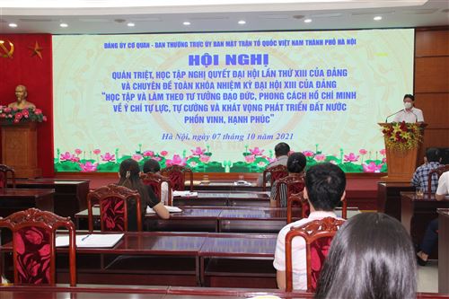 Ủy ban MTTQ Việt Nam Thành phố triển khai học tập Nghị quyết Đại hội lần thứ XIII của Đảng 