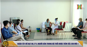 QUẬN TÂY HỒ ĐẠT 98,17% NGƯỜI DÂN TRONG ĐỘ TUỔI ĐƯỢC TIÊM VẮC XIN MŨI 1