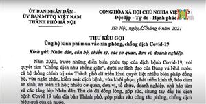 HÀ NỘI KÊU GỌI ỦNG HỘ KINH PHÍ MUA VẮC-XIN PHÒNG, CHỐNG DỊCH COVID-19